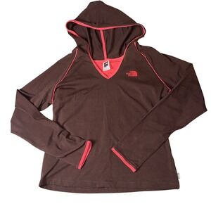 The North Face Brown Hoodie with Pink Accents